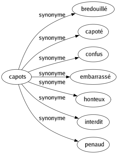 Synonyme de Capots : Bredouillé Capoté Confus Embarrassé Honteux Interdit Penaud 