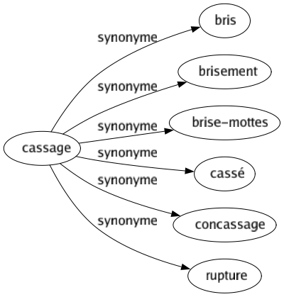 Synonyme de Cassage : Bris Brisement Brise-mottes Cassé Concassage Rupture 