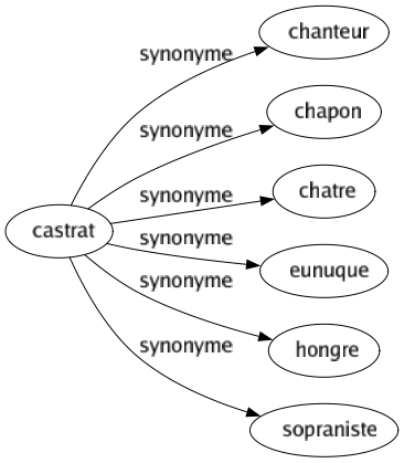 Synonyme de Castrat : Chanteur Chapon Chatre Eunuque Hongre Sopraniste 
