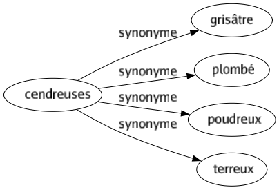 Synonyme de Cendreuses : Grisâtre Plombé Poudreux Terreux 