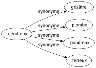Synonyme de Cendreux : Grisâtre Plombé Poudreux Terreux 