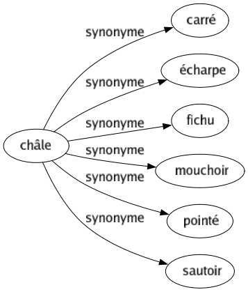 Synonyme de Châle : Carré Écharpe Fichu Mouchoir Pointé Sautoir 