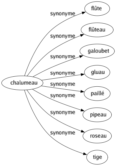 Synonyme de Chalumeau : Flûte Flûteau Galoubet Gluau Paillé Pipeau Roseau Tige 