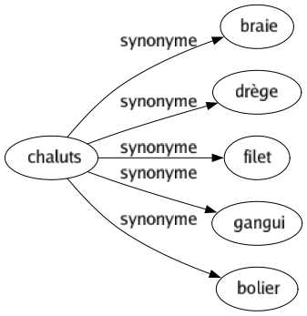 Synonyme de Chaluts : Braie Drège Filet Gangui Bolier 