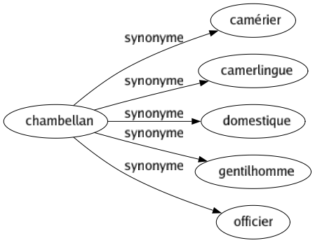 Synonyme de Chambellan : Camérier Camerlingue Domestique Gentilhomme Officier 
