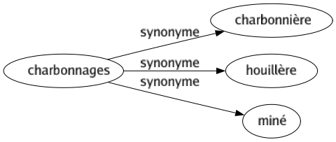 Synonyme de Charbonnages : Charbonnière Houillère Miné 