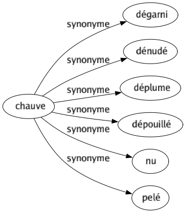 Synonyme de Chauve : Dégarni Dénudé Déplume Dépouillé Nu Pelé 