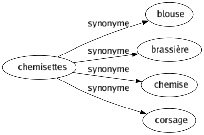 Synonyme de Chemisettes : Blouse Brassière Chemise Corsage 