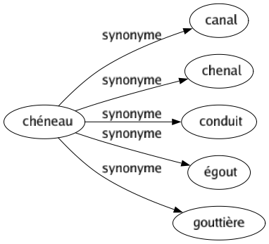Synonyme de Chéneau : Canal Chenal Conduit Égout Gouttière 