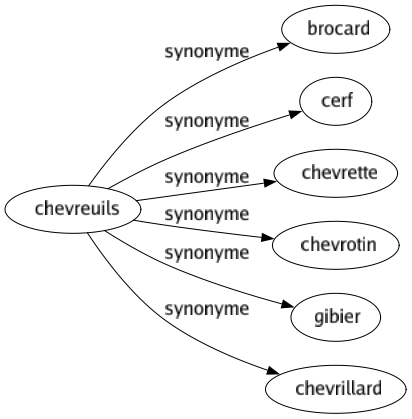 Synonyme de Chevreuils : Brocard Cerf Chevrette Chevrotin Gibier Chevrillard 