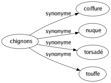 Synonyme de Chignons : Coiffure Nuque Torsadé Touffe 