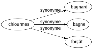 Synonyme de Chiourmes : Bagnard Bagne Forçât 