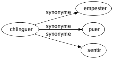 Synonyme de Chlinguer : Empester Puer Sentir 