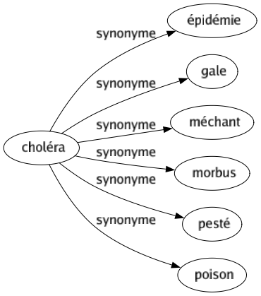 Synonyme de Choléra : Épidémie Gale Méchant Morbus Pesté Poison 