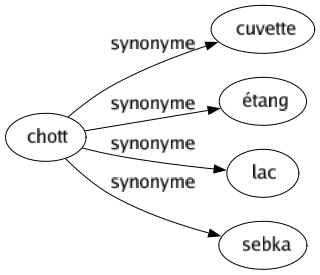 Synonyme de Chott : Cuvette Étang Lac Sebka 