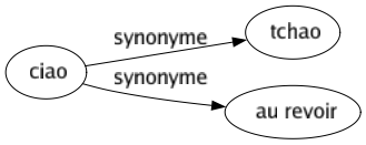 Synonyme de Ciao : Tchao Au revoir 