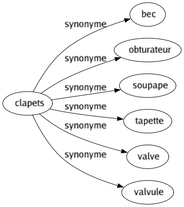 Synonyme de Clapets : Bec Obturateur Soupape Tapette Valve Valvule 