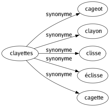 Synonyme de Clayettes : Cageot Clayon Clisse Éclisse Cagette 