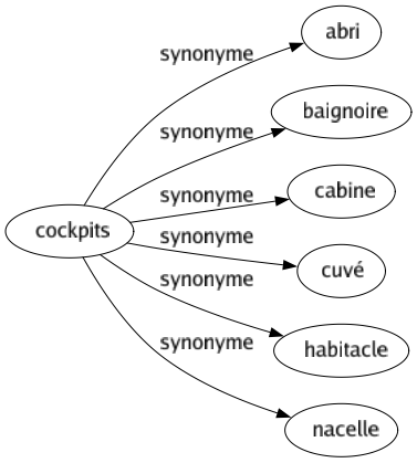 Synonyme de Cockpits : Abri Baignoire Cabine Cuvé Habitacle Nacelle 