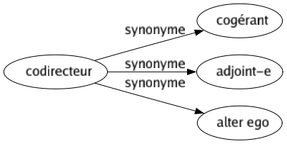 Synonyme de Codirecteur : Cogérant Adjoint-e Alter ego 