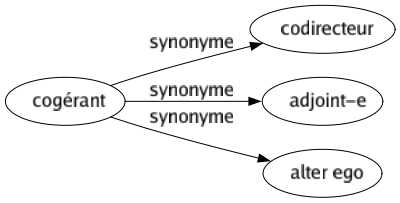 Synonyme de Cogérant : Codirecteur Adjoint-e Alter ego 