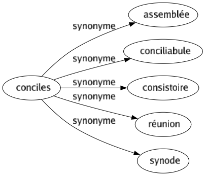 Synonyme de Conciles : Assemblée Conciliabule Consistoire Réunion Synode 