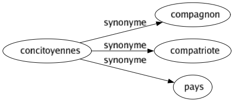 Synonyme de Concitoyennes : Compagnon Compatriote Pays 