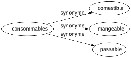 Synonyme de Consommables : Comestible Mangeable Passable 