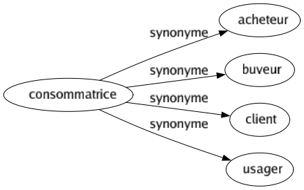 Synonyme de Consommatrice : Acheteur Buveur Client Usager 