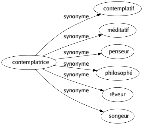 Synonyme de Contemplatrice : Contemplatif Méditatif Penseur Philosophé Rêveur Songeur 