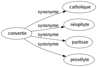 Synonyme de Convertie : Catholique Néophyte Partisan Prosélyte 