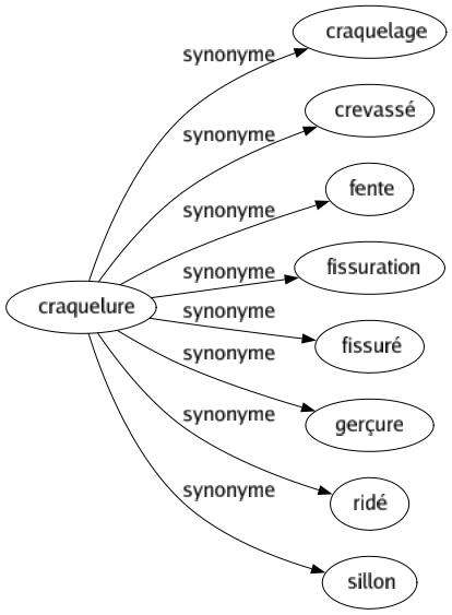 Synonyme de Craquelure : Craquelage Crevassé Fente Fissuration Fissuré Gerçure Ridé Sillon 