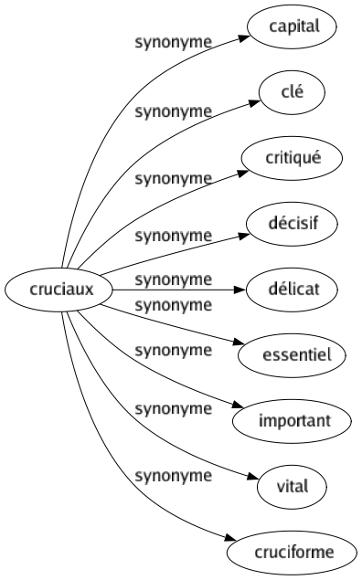 Synonyme de Cruciaux : Capital Clé Critiqué Décisif Délicat Essentiel Important Vital Cruciforme 