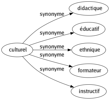 Synonyme de Culturel : Didactique Éducatif Ethnique Formateur Instructif 