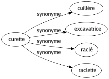 Synonyme de Curette : Cuillère Excavatrice Raclé Raclette 