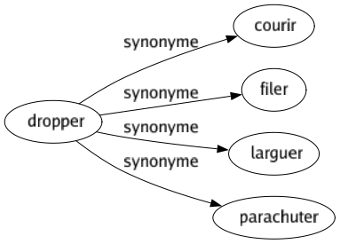 Synonyme de Dropper : Courir Filer Larguer Parachuter 