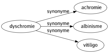 Synonyme de Dyschromie : Achromie Albinisme Vitiligo 