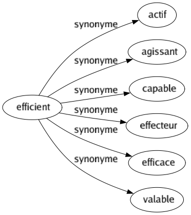 Synonyme de Efficient : Actif Agissant Capable Effecteur Efficace Valable 