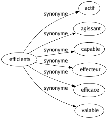 Synonyme de Efficients : Actif Agissant Capable Effecteur Efficace Valable 