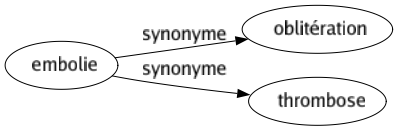 Synonyme de Embolie : Oblitération Thrombose 