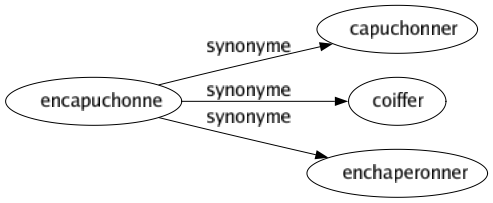 Synonyme de Encapuchonne : Capuchonner Coiffer Enchaperonner 