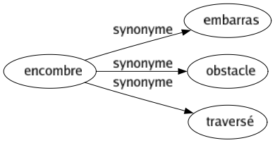 Synonyme de Encombre : Embarras Obstacle Traversé 