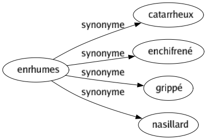 Synonyme de Enrhumes : Catarrheux Enchifrené Grippé Nasillard 