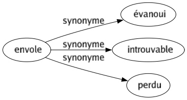 Synonyme de Envole : Évanoui Introuvable Perdu 