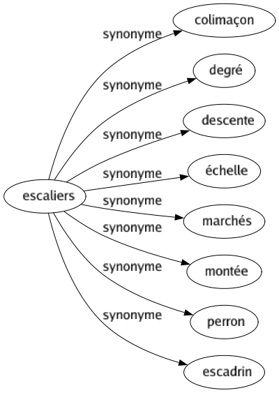 Synonyme de Escaliers : Colimaçon Degré Descente Échelle Marchés Montée Perron Escadrin 