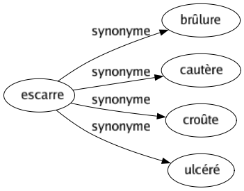 Synonyme de Escarre : Brûlure Cautère Croûte Ulcéré 