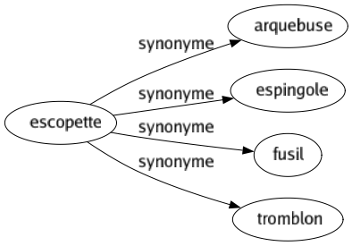 Synonyme de Escopette : Arquebuse Espingole Fusil Tromblon 