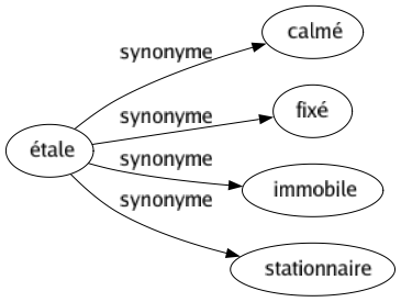 Synonyme de Étale : Calmé Fixé Immobile Stationnaire 