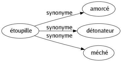 Synonyme de Étoupille : Amorcé Détonateur Méché 