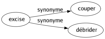 Synonyme de Excise : Couper Débrider 